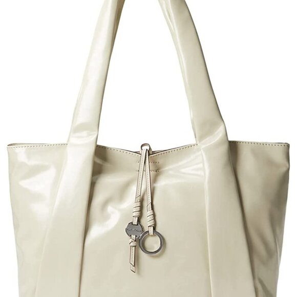 CALVIN KLEIN Hanna shiny faux-leather novelty tote shoulder bag -Pelican/Ivory - Picture 11 of 14